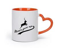 AYUEHBN ceramica Tazze da caffè in gres Iscrizione Cervo Animale Parole Non mollare mai （11oz/320ml） Ideale per casa e ufficio Arancione