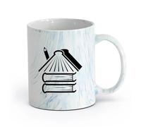 AYUEHBN ceramica Tazze da caffè, tazze da tè e caffè Studio della conoscenza della casa del libro （11oz/320ml） e adatte al microonde Blu marmo