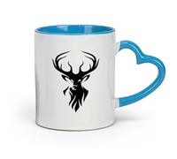 AYUEHBN ceramica Tazze da tè, caffè e cioccolata calda Caccia alla testa di cervo nella foresta （11oz/320ml） Ottimo per casa, ufficio, bar, idee regalo Blu