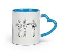 AYUEHBN ceramica Tazze da tè, caffè e cioccolata calda Cameriere disegnate a mano con birreria al pub （11oz/320ml） per latte, tè, cola, acqua Blu