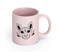 AYUEHBN ceramica Tazze da tè, caffè e cioccolata calda Testa di animale domestico gatto croce diavolo （11oz/320ml） Ottimo regalo per gli innamorati Rosa