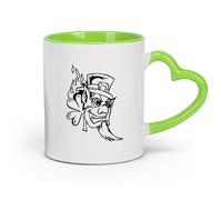 AYUEHBN ceramica Tazze e tazzine alla moda Testa di Leprechaun Irlanda Mito Irlandese Fantasia （11oz/320ml） Cappuccino, latte macchiato, tè, espresso Verde