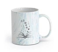 AYUEHBN ceramica Tazze grandi per bevande calde Libri Biblioteca Libreria Lettore Scrittore （11oz/320ml） Perfetto per cucine, ristoranti e bar, ottima idea regalo Blu marmo