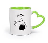 AYUEHBN ceramica Tazze grandi per bevande calde Shopping Shopaholic Girl Fashion Hat Shop （11oz/320ml） Perfetto per cucine, ristoranti e bar, ottima idea regalo Verde