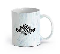 AYUEHBN ceramica Tazze grandi per bevande calde Stanza dei fiori del buddismo yoga del loto （11oz/320ml） Tazze da caffè per casa o lavoro Blu marmo