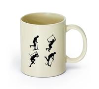 AYUEHBN ceramica Tazze in gres per caffè, tè, Sport estremi per adolescenti con monopattino acrobatico （11oz/320ml） Ottimo regalo per gli innamorati Giallo chiaro