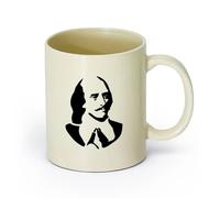 AYUEHBN ceramica Tazze in gres per caffè, tè, William Shakespeare Scrittore Poeta Letteratura Libro （11oz/320ml） Lavabile in lavastoviglie Giallo chiaro
