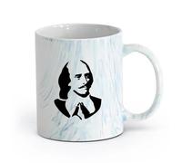 AYUEHBN ceramica Tazze in gres per caffè, tè, William Shakespeare Scrittore Poeta Letteratura Libro （11oz/320ml） Lavabile in lavastoviglie Blu marmo