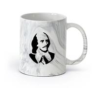 AYUEHBN ceramica Tazze in gres per caffè, tè, William Shakespeare Scrittore Poeta Letteratura Libro （11oz/320ml） Lavabile in lavastoviglie Nero marmo