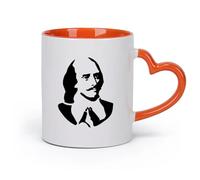 AYUEHBN ceramica Tazze in gres per caffè, tè, William Shakespeare Scrittore Poeta Letteratura Libro （11oz/320ml） Lavabile in lavastoviglie Arancione