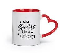 AYUEHBN ceramica Tazze per caffè, latte e tè Frase ispiratrice: Brilla come un unicorno （11oz/320ml） Ideale per casa e ufficio Rosso