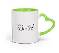 AYUEHBN ceramica Tazze per caffè, latte e tè Frase Just Breathe Relax Meditation Room （11oz/320ml） per bevande calde, latte macchiato, cappuccino Verde