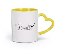 AYUEHBN ceramica Tazze per caffè, latte e tè Frase Just Breathe Relax Meditation Room （11oz/320ml） per bevande calde, latte macchiato, cappuccino Giallo