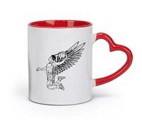 AYUEHBN ceramica Tazze per caffè, latte e tè Giocatore di pallacanestro con le ali （11oz/320ml） Cappuccino, latte macchiato, tè, espresso Rosso