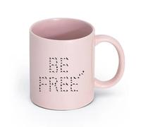 AYUEHBN ceramica Tazze per caffè, latte e tè Lettering Be Free Flying Birds Patterns Frase （11oz/320ml） e adatte al microonde Rosa