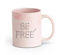 AYUEHBN ceramica Tazze per caffè, latte e tè Lettering Be Free Flying Birds Patterns Frase （11oz/320ml） e adatte al microonde Rosa marmo