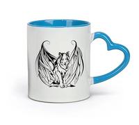 AYUEHBN ceramica Tazze per caffè, latte e tè Lupo con le ali Angelo Cane Animale Domestico （11oz/320ml） per espresso, set da tè Blu