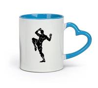 AYUEHBN ceramica Tazze per caffè, latte e tè Sport Atleta Combattente Arti Marziali Kickboxing （11oz/320ml） per caffè, avena, tè, facile da pulire Blu