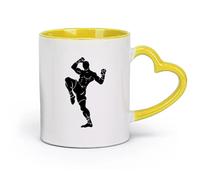 AYUEHBN ceramica Tazze per caffè, latte e tè Sport Atleta Combattente Arti Marziali Kickboxing （11oz/320ml） per caffè, avena, tè, facile da pulire Giallo