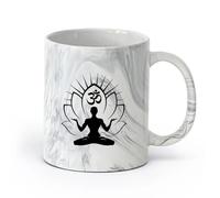 AYUEHBN ceramica Tazze per caffè, latte e tè Yoga Om Meditazione Mantra Veda indù （11oz/320ml） Tazza da caffè per cappuccino, tè, latte, Nero marmo