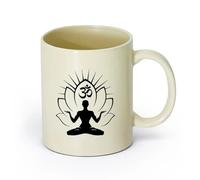 AYUEHBN ceramica Tazze per caffè, latte e tè Yoga Om Meditazione Mantra Veda indù （11oz/320ml） Tazza da caffè per cappuccino, tè, latte, Giallo chiaro