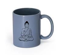 AYUEHBN ceramica Tazze per cioccolata calda Buddha Buddismo Om Rilassamento Zen Meditazione Vivere （11oz/320ml） Ottimo regalo per gli innamorati Blu grigio