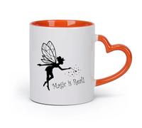 AYUEHBN ceramica Tazze resistenti La magia è vera, decorazione per bambini, fiaba, fantasia, bacchetta magica （11oz/320ml） per ufficio, casa Arancione
