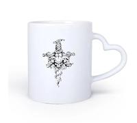 AYUEHBN Manico in ceramica a forma di cuore Personalizzata Tazze Teschio Scheletro Spada Edera Velenosa Fiore Mostro 11oz/320ml Cappuccino, latte macchiato, tè, espresso