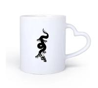 AYUEHBN Manico in ceramica a forma di cuore Tazza da tè e caffè alla moda Artigli di drago Corno Mitologia Animale Fantasia Mostro 11oz/320ml per latte, tè, cola, acqua