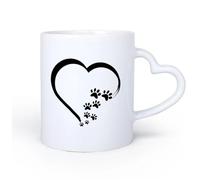 AYUEHBN Manico in ceramica a forma di cuore Tazza da tè e caffè alla moda Simbolo del cuore Amore Animali domestici Tracce Animale Cane Gatto 11oz/320ml per uomo e donna