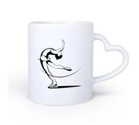 AYUEHBN Manico in ceramica a forma di cuore Tazza in ceramica originale Pattinaggio artistico Sci Sport invernali Sport estremi 11oz/320ml Ottimo regalo per gli innamorati