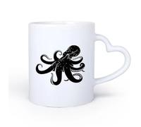 AYUEHBN Manico in ceramica a forma di cuore Tazza in ceramica per caffè, tè e cacao Polpo Mostro marino Animale oceanico Bestia 11oz/320ml per tè, cioccolata calda