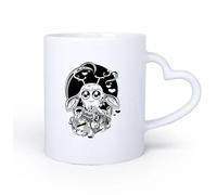 AYUEHBN Manico in ceramica a forma di cuore Tazza, tazza da caffè/tè Racconto Fantasy Mostro Gioco Animale Bambino Bambini 11oz/320ml per bevande calde, latte macchiato, cappuccino