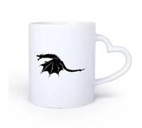 AYUEHBN Manico in ceramica a forma di cuore Tazze da caffè in gres con manico Mostro fantasy con ali di drago spaventoso 11oz/320ml Tazza da caffè in ceramica per cappuccino, tè, latte,