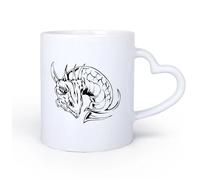 AYUEHBN Manico in ceramica a forma di cuore Tazze da caffè in gres con manico Testa di drago Lucertola Mostro Serpente 11oz/320ml Cappuccino, latte macchiato, tè, espresso