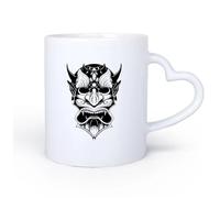 AYUEHBN Manico in ceramica a forma di cuore Tazze in gres per caffè, tè, Testa di mostro fantasy della mitologia del diavolo spaventoso 11oz/320ml per casa o lavoro