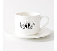 AYUEHBN Tazza, tazza da caffè/tè Piedini di bambino appena nati, ali d'angelo commemorative （6oz/175ml） per espresso, set da tè，Set di tazze da tè con piattini (bianchi)
