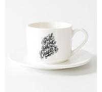 AYUEHBN Tazze in gres per caffè, tè, Frase Solo un altro capitolo di libri Angolo di lettura （6oz/175ml） per espresso, set da tè，Set di tazze da tè con piattini (bianchi)