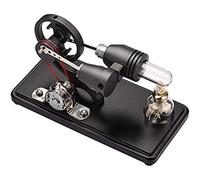 AYUNJIE Aria Calda Stirling Motore Generatore di Elettricità Modello di Motore con Luce a Led Dollaro Volano Design Esperimento Scientifico con Base di Faggio fai da te