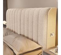 AYUOEODM Copri Testata Letto Lino Cotone,Copertura Testiera Letto Matrimoniale Imbottito,Elasticizzato Morbido Tessuto Universale,per Testiera Letto Decorazione (Color : Beige, Size : 180cm)
