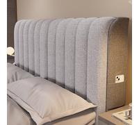 AYUOEODM Copri Testata Letto Lino Cotone,Copertura Testiera Letto Matrimoniale Imbottito,Elasticizzato Morbido Tessuto Universale,per Testiera Letto Decorazione (Color : Grigio Chiaro, Size : 180cm)
