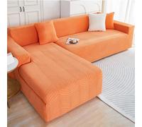 AYUOEODM Copridivano Impermeabile Copertura Divano Angolare 3 2 4 Posti Con Penisola, Elasticizzato Salvadivano Chaise Longue Forma Di L Antiscivolo Per Cane Gatto Antigraffio(Orange,90cm-140cm)