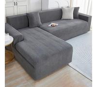 AYUOEODM Copridivano Impermeabile Copertura Divano Angolare 3 2 4 Posti Con Penisola, Elasticizzato Salvadivano Chaise Longue Forma Di L Antiscivolo Per Cane Gatto Antigraffio(Dark gray,235cm-300cm)