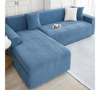 AYUOEODM Copridivano Impermeabile Copertura Divano Angolare 3 2 4 Posti Con Penisola, Elasticizzato Salvadivano Chaise Longue Forma Di L Antiscivolo Per Cane Gatto Antigraffio(Blue,190cm-230cm)