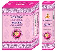 Ayurvedic Rose Masala - Bastoncini di incenso, aroma: Agarbatti, confezione da 12 scatole (15 bastoncini in ogni scatola)