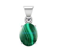 AYUSH GEMS Ciondolo in argento Firangi 10,25 Ratti 9,00 carati, originale e certificato da GLI pietra naturale di malachite non riscaldata e non trattata, per uomini e donne, placcato argento,