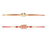 AYUSHNAIK Set di 2 braccialetti di design stravagante con Rakhee multicolore per fratello Raksha Bandhan design unico braccialetto Rakhi Multi Design perline Rakhee per fratello Raksha Bandhan