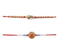AYUSHNAIK Set di 2 braccialetti Rakhi colorati per fratello Bhaiya Bhabhi Raksha Bandhan regalo Rakhi Thread Rakhi braccialetto indiano per le festività Rakshabandhan Bro braccialetto filo Rakdi