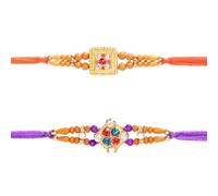AYUSHNAIK Set di 2 pietre colorate tradizionali Rakhi per fratello sorella, multicolore bellissimo e fantasioso filo di design Raksha Bandhan Rakhi regalo per amare fratello/sorella, amici, padre e
