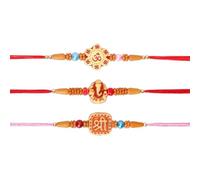 AYUSHNAIK Set di 3 Rakhi di OM Ganesh Shree Designer Rakhi per fratello Designer Rakhi con perline colorate Designer Rakhi, Rakhi indiano, Rakhi, braccialetto Rakhi fatto a mano, multi design e colori